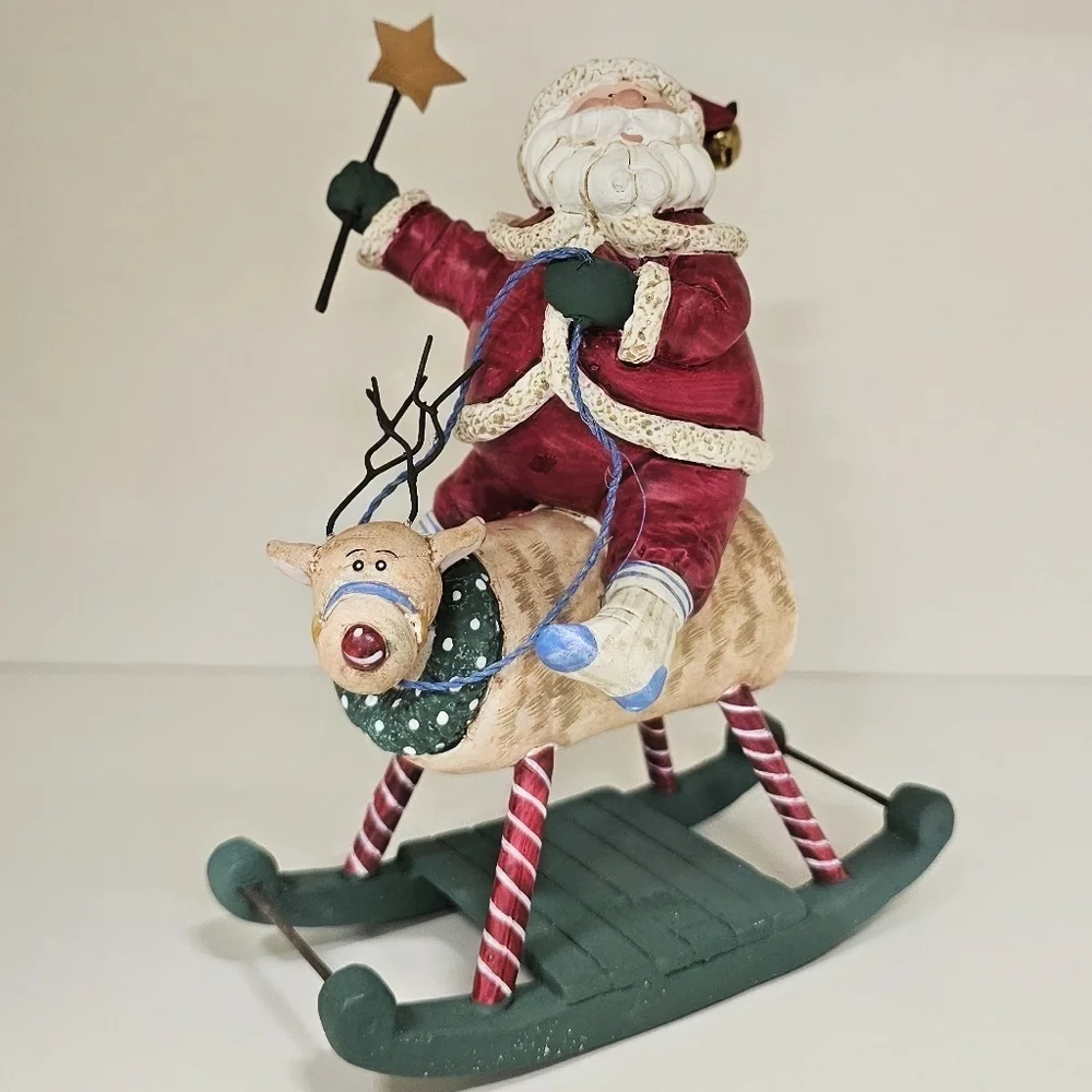 Vintage Festive Santa on Rudolph the Rocking Reindeer